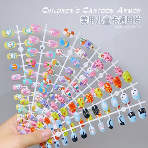 Adorable Cartoon Childrens Nail Stickers Girls Wearable Claw Clips Ice Cream Design Easy to Apply Fake Nails from China
