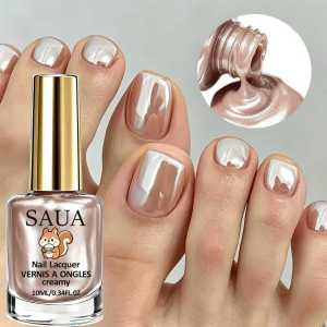 10ML Champagne Color Nail Polish Fast-Drying No UV Lamp Needed Pearl Cream Texture High GlossFor Daily Use and Parties