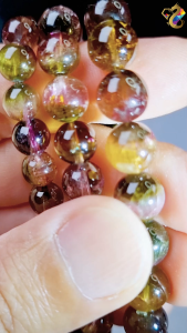 Graduation Grade Black Beauty Colorful Watermelon Tourmaline with Cat Eyes Bracelet