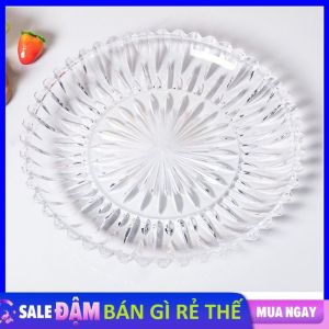 Dĩa Thuỷ Tinh Cao Cấp Hình Tròn 28CM Đựng Trái Cây  Bánh Keo Decor Gian Bếp - Đĩa Đựng Thức Ăn Đĩa Pha Lê Sang Trọng