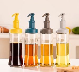 BOTOL MINYAK SAYUR GORENG TUTUP FLIP KACA ANTI BOCOR TEBAL 630ML WARNA RANDOM FANCY GLASS OIL BOTTLE BOTOL KACA SERBAGUNA