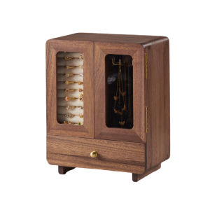 Solid Wood Jewelry Storage Box Dustproof Display Case Simple Style Wardrobe/ Closet Organizer Wooden Material Jewelry Case