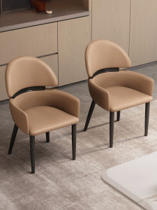Italian Designer Style Dining Chairs Home Use Restaurant Hotel Room Creamy Style Leather Seat Metal Frame Dining Chairs