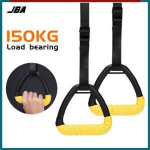 JBA Pull Up Lifting Rings A Pair Length Adjustable High Strength Load-bearing 150KG Anti Slip Durable Anti Broken Multifunctional Workout Suspension Ring Pull-up Belt