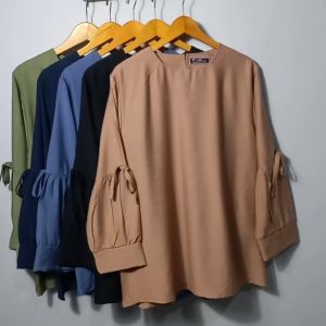 PROMO Atasan Jumbo Wanita Model Tangan Balon & Manset Bawah Tali - LD 120 cm