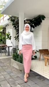 NHM Rok Span panjang Scuba Rok Kerja Formal Casual