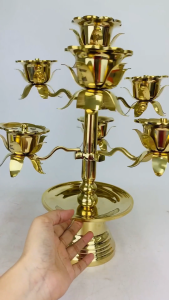 YMS Premium Pure Copper Rotating Seven-Star Lamp Stand (Heat-resistant rust-proof and fade-resistant) – Suitable for Seven-Star Lamps Eternal Flame Lamps Wealth-Attracting Offering Lamps Altar Lamps and Oil Lamps.
