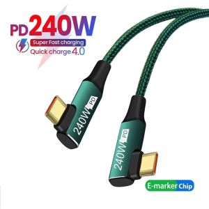 BSN | USB C Fast Charging Cable 90 Degree Type-C Data Cord PD 240W 48V 5A High-Speed EMAKER Chip for Laptop Tablet Mobile Phone