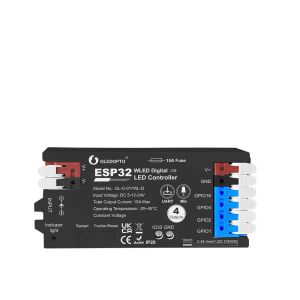 GLEDOPTO Smart Home ESP32 Digital Strip WLED Controller 15A Fuse 5-24V UART Mic Type-C Multi-GPIO Flame-Retardant PC 4 Outputs