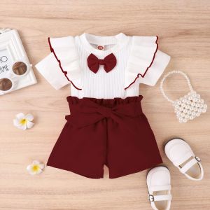 Setelan anak perempuan 1-6 tahun Baju set celana hot pants dan atasan anak