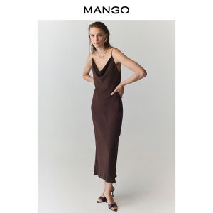 Mango | Minimalist Elegant Cowl Neck Backless A-line Camisole Dress