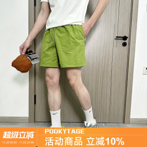 Waterproof Nylon Shorts Elastic Waist Summer Casual Beach Pants Fashionable Dyeing Youth Straight Leg Length Summer Shorts