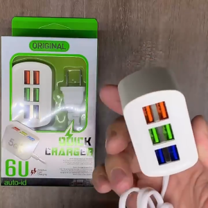 6-Port USB Wall Charger Travel Charger Multi Port PD+Usb Charger 5V Output 3.1A Fast Charger Suitable for ios and Android