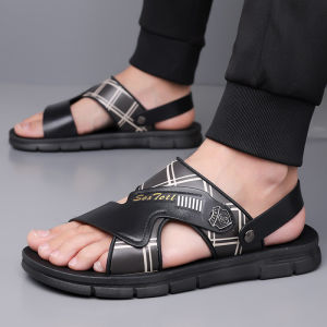 รองเท้าแตะชายหาดหนาสำหรับผู้ชายในช่วงฤดูร้อนแบบระบายอากาศได้ดี สวมใส่สบาย พื้นนุ่ม ทนทานต่อการสึกหรอ รองเท้าแตะแบบสวมสบายสำหรับพ่อ