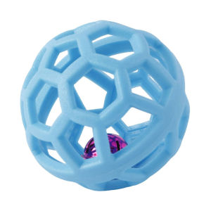 Rubber Dog Ball Toy with Bell Interactive Squeaky Hollow Ball Bite Resistant Teeth Cleaning Chew Toy for Small Medium Large Dogs