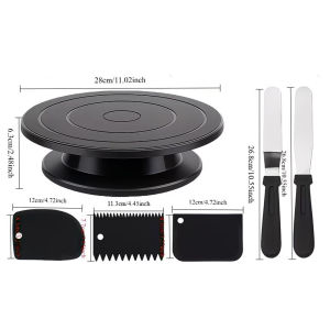 6PCS Non-Slip Rotatable Cake Turntable Kit11inch Cake Stand Decorating and Baking Tools SetAffordable Cake Decorating Supplies