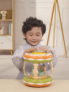 Kids Carousel Music Hand Beat Drum - Musical Hand Drum Toy with Microphone Rechargeable Early Education Drum Set Mainan Kanak Budak Perempuan Lelaki 儿童手拍鼓带麦克风充电早教音乐旋转木马乐园宝宝拍拍鼓益智玩具