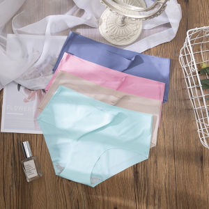 SHAN 1 Pcs Ice-silk Briefs Seamless Underpants Women Underwears Mid-rise Panty S-3XL