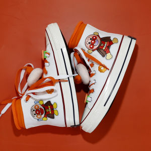 Korean Style High Top Canvas Slip-On Shoes Hand-Painted Casual Sneakers for Students Women Spring 2022 round Toe Rubber Sole