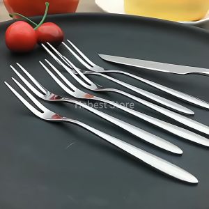 Stainless Steel Fruit Fork Fruit Checked Cake Fork Cutlery
