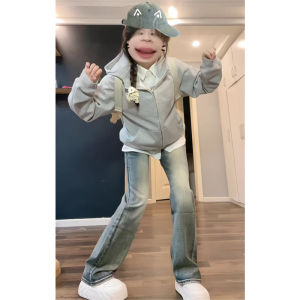 High Waist Straight Leg Vintage Washed Denim Jeans Womens Fall New Style Slim Fit Wide Leg Pants Torn Hole Resistant