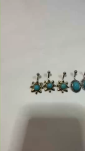 จิวสะดือสแตนเลส+เธอร์ข่อย ประดับหินเธอร์ข่อย สไตล์แฟชั่น หินข่อย จิวสะดือแท้