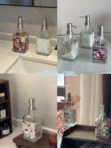 Scandinavian Color Mosaic Press Glass Bottle
