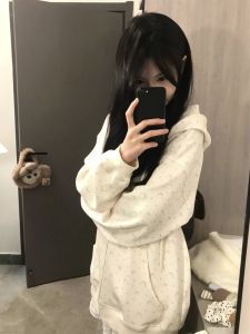 Cuteioi ฤดูใบไม้ผลิ ปมผีเสื้อ ลายดอก เสื้อฮู้ด เสื้อแจ็คเก็ต หลวม ลำลอง ผู้หญิง เสื้อท่อนบน เปิด คาร์ดิเกน ชุดทํางานแขนยาว