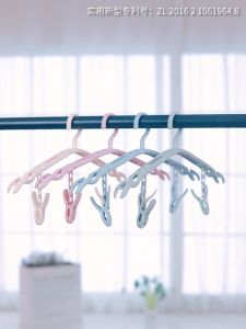 《Mega Sale》1PC Folding Hanger Portable Travel Foldable + 2 plastic Hanger Non-slip Hanger Wardrobe Clothes Magic Drying Rack