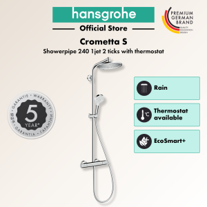 hansgrohe Crometta S - shower system with thermostat round overhead shower (240mm) hand shower (2 spray modes)
