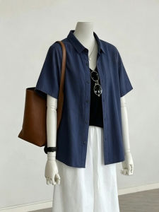 XIAOMENG | Casual Comfort Loose Cotton Shirt Blue