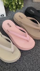Hilos - Sandal Jepit Wanita Wedges Motif Polos Kepang Karet Eva