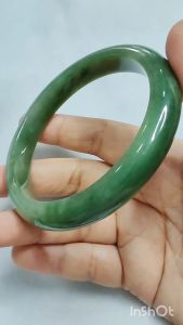 Jadeite Jade Bangle 57.5mm 缅甸A货翡翠 [57.5圈口 绿油青正圈手镯] - FC-SZ-020