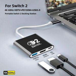 Docking Station for Nintendo Switch 2/1 4K 60Hz TYPE-C Hub with HDMI and USB-C 3.0 Portable Perfect for Travel and Gaming