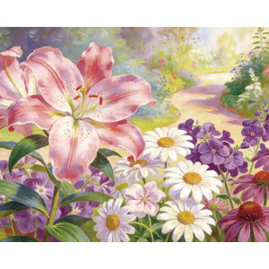 500 1000 1200 2000pcs Puzzle Fun Petal Garden Path Graceful Pink Lily And Daisies For Adults Family Game Night Brain Teaser Toy