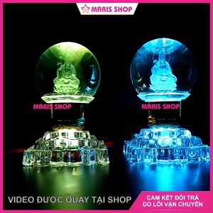 [Giá một cặp] Đèn Thờ PHA LÊ NGUYÊN KHỐI TOÀN THÂN Hình Phật Quan Âm Cao 14cm LED Sáng Nhiều Màu Cao Cấp [MRHT15]