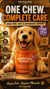 Petsaver Hub Skin & Coat Bites – Omega-3 Daily Support for Healthy Skin & Shiny Coats