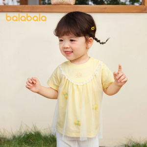 Balabala Baby Short Sleeve T-Shirt Baby Girls Tops 2024 New Spring And Summer Sweet Fashionable Cute Tee Shirt