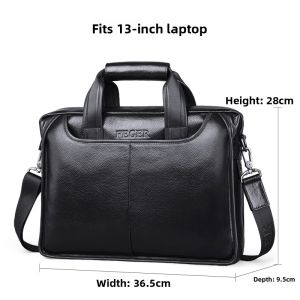FEGER | Feger Genuine Leather Mens Crossbody Bag Casual Business Style Single Shoulder Handbag For 13 Inch Laptop Soft Square Shape