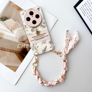 Pink Rose Cheenergy Phone Case for Vivox100Pro Ultra New X100s with Crossbody Hanging Rope Silk Scarf Vivo Bracelet Handheld Full Cover Anti-fall Women Protective Cover