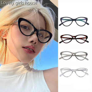 【♡Lovely girls house♡】Photochromic Anti Radiation Glasses for Women Men Cat Eye Metal Aesthetic Glasses Replaceable Lens Eyeglasses