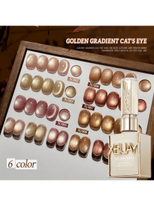 6Pcs 15ML Golden Gradient Cat Eye Nail Polish Gel Phototherapeutic Gel Soak Off Nail Magnetic Gel Polish Nail Art DlY At Home