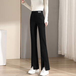 Spring Summer New High Waist Wide Leg Pants Womens Casual Ice Silk Bell Bottoms Floor Length Cotton Blend Comfortable Trousers