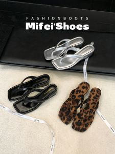 MIFEI | Sheepskin High Heel Sandals Outdoor Wear Summer Beach Square Toe