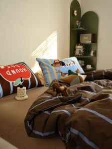 Cotton Bedding Set Leopard Print Simple Pure Cotton Bed Cover 1.8m Bed Sheet Bed Canopy Artistic Three-Piece Set Cartoon Design