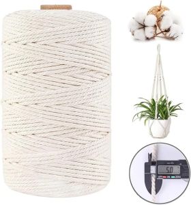 เชือกเส้นมาคราเม่ DIY ยาว1-6มม. เชือกคอตตอนเส้นใหญ่100เมตรงานฝีมือแขวนผนังงานแฮนด์เมดที่บ้านของตกแต่งงานแต่งงานโบฮีเมีย