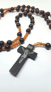 Kalung rosario katolik achrilyc hitam variasi