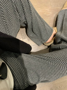 High Waist Wide Leg Pants Womens Spring Autumn Loose Fit Slimming Casual Striped Trousers Comfortable Leisurely Stroll