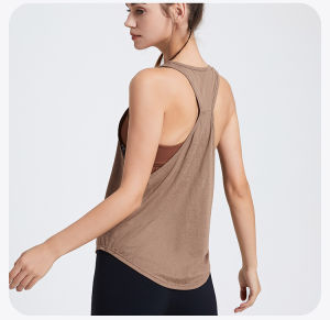 Floral Embroidery Process Skin-friendly Quick-drying Fitness Tank Top Women Sleeveless Loose Sports Top Yoga Cover up