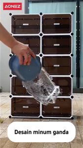 AONEZ Rak Sepatu Susun Tertutup Ready Stock 4- 40 Box Sepatu Transparan Tebal Kotak Sepatu Besar Sampai Size 46 Rak Sepatu Anti Debu Pintu Magnet Lemari Sepatu Lipat Bebas Instalasi